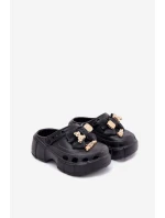 Dětské Sandály Dívčí Pěnové S Mašlí A Dekoracemi Černé Selvana