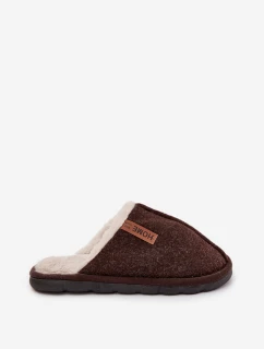 Pánské domácí pantofle s teplým kožíškem čokoládové Darielle