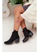 Dámské perforované kotníkové boty na podpatku S.Barski HY61-8013 Černé
