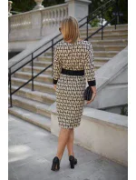 Denní šaty M376 béžovo-černé - La Aurora Denní šaty M376 béžovo-černé - La Aurora