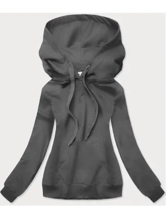 Tmavě šedá tenká dámská mikina s kapucí (wb11001-5)