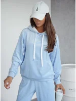Světle modrý dámský velurový teplákový komplet s lampasy (508)