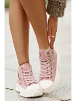 Zateplené Dámské Tenisky Na Platformě Big Star OO274071 Růžové