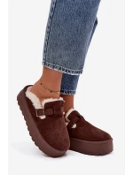 Dámské sněhule Jessina na platformě s kožešinou a sponou – čokoládové