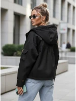 Dámská přechodná bunda s kapucí a kapsami černá FashionStreet TY5636