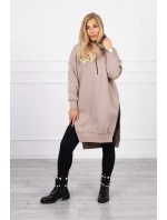 Zateplená mikina s bočními rozparky béžová Zateplená mikina s bočními rozparky béžová