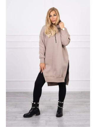 Zateplená mikina s bočními rozparky béžová Zateplená mikina s bočními rozparky béžová