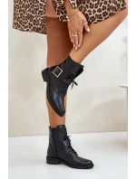 Zazoo 2949 Kožené Boty S Přezkou Černé Zazoo 2949 Kožené Boty S Přezkou Černé