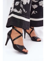 Módní Sandály Na Podpatku Černé Loressa Módní Sandály Na Podpatku Černé Loressa