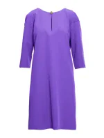S394 Šaty uvolněného střihu s výstřihem s klíčovou dírkou - fialové S394 Šaty uvolněného střihu s výstřihem s klíčovou dírkou - fialové