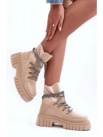 Dámské semišové šněrovací botky Acorn Bežové