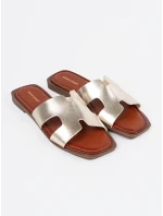 Krásné  nazouváky dámské zlaté na plochém podpatku