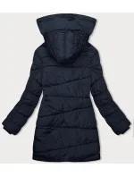 Tmavě modrá asymetrická dámská bunda (2M-21113)