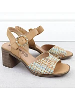Dámské pletené béžové sandály na jehlovém podpatku M.Daszynski MR24125-4