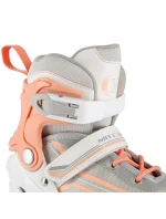 NILS Extreme NH18190 2v1 inline brusle bílo-růžové velikost S (29-33) s vyměnitelnými hokejovými bruslemi skid