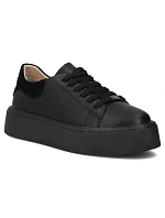 Černé dámské sportovní kožené polobotky na platformě Filippo DP6119 Černé dámské sportovní kožené polobotky na platformě Filippo DP6119
