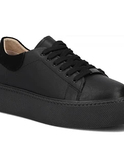 Černé dámské sportovní kožené polobotky na platformě Filippo DP6119