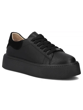 Černé dámské sportovní kožené polobotky na platformě Filippo DP6119 Černé dámské sportovní kožené polobotky na platformě Filippo DP6119
