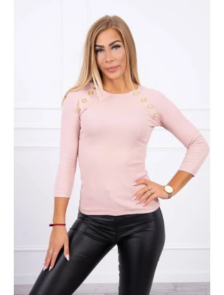 Halenka s ozdobnými knoflíky tmavě pudrově růžová