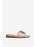 Dámské Pantofle Na Plochém Podpatku S Dekorací S.Barski KV51-013 Zlaté