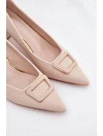 Lodičky Na Podpatku S Dekorativní Přezkou Béžové Seriva