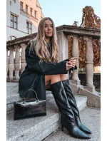 Dámské kozačky na špičku s prošíváním černé Olyvia