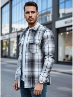 Pánská černobílá kostkovaná flanelová košile FashionStreet DX2677 Pánská černobílá kostkovaná flanelová košile FashionStreet DX2677