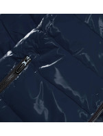 Tmavě modrá dámská bunda se vzorovanou podšívkou (W707)