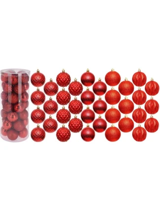 DEKORATIVNÍ PLASTOVÁ CETKA 6CM SADA 35 KS ČERVENÁ