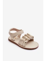 Dětské sandály se suchým zipem srdce béžová Havana Dětské sandály se suchým zipem srdce béžová Havana