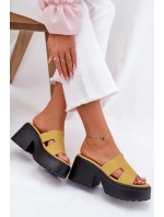 Dámské Pantofle Na Platformě A Masivním Podpatku Žluté Rizana