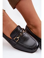 Kožené dámské polobotky na klínu s ozdobou Vinceza 39978 Černé