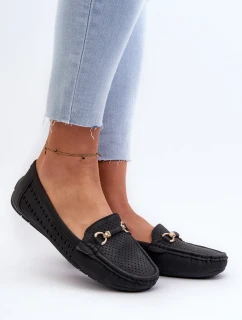 Dámské prolamované mokasíny s ozdobou, Black Kaydance