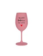 NEJLEPŠÍ BABIČKA NA SVĚTĚ - růžová sklenice na víno 350 ml