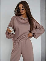 Dámská tepláková souprava s kapucí v barvě cappuccino, FashionStreet AY1214 Dámská tepláková souprava s kapucí v barvě cappuccino, FashionStreet AY1214