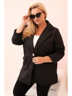 Dámská bunda Plus Size prošívaná s límcem a knoflíkem černá