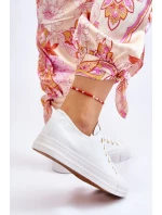 Dámské Klasické Tenisky Bílé a zlatá Ecoma Dámské Klasické Tenisky Bílé a zlatá Ecoma