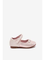 Dětské Baleríny Na Suchý Zip S Květinami Růžové Nikione