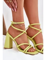 Dámské sandály na podpatku s pásky limetkové Ciarilora