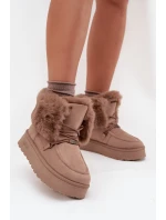 Dámské Sněhule Na Platformě S Kožíškem A Šněrováním Big Star SS274114 Béžové Dámské Sněhule Na Platformě S Kožíškem A Šněrováním Big Star SS274114 Béžové