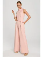 M702 Overal bez rukávů s límečkem - pudrová