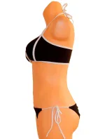 Dámské plavky dvoudílné sexy bikiny SULTRY polstrované košíčky zdobené bílými lemy černé - Černá - OEM Dámské plavky dvoudílné sexy bikiny SULTRY polstrované košíčky zdobené bílými lemy černé - Černá - OEM