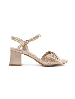 Moderní zlaté sandály dámské na širokém podpatku