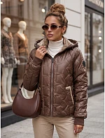 Dámská přechodová bunda s odnímatelnou kapucí, hnědá, FashionStreet TY5779 Dámská přechodová bunda s odnímatelnou kapucí, hnědá, FashionStreet TY5779