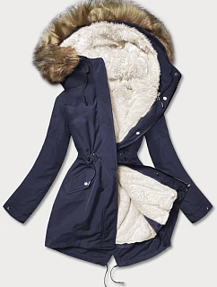 Dámská teplá zimní bunda navy blue-ecru (w629)