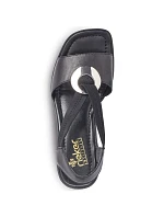 Dámské kožené sandály s gumovými pásky černé Rieker 62662