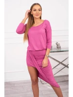 Asymetrické šaty, 3/4 rukávy, růžové Asymetrické šaty, 3/4 rukávy, růžové