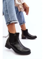 Dámské nízké botky sztyblety s ozdobou černou Donname