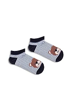 Dětské mladistvé ponožky s pruhy a medvědem Černé