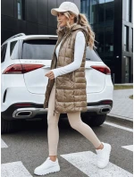 Dámská prošívaná vesta s kapucí ve zlaté barvě FashionStreet TY5258